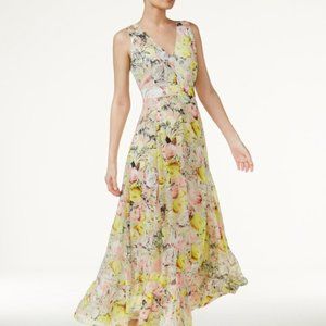 INC Yellow Rose Floral printed Long Maxi with frills and lace NWT size 4